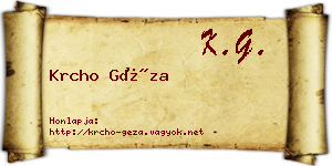 Krcho Géza névjegykártya