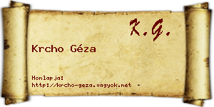 Krcho Géza névjegykártya